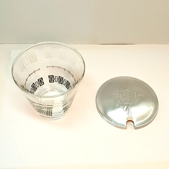 Vintage Libbey Mid-Century Modern black, white and gold condiment jar. - Picture 5 of 8